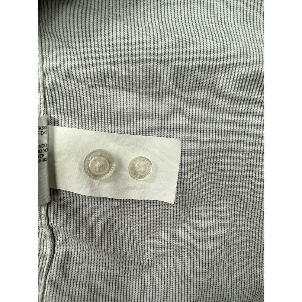 Banana Republic Mens Button Up Shirt Slim Fit Size XXL 2XL White Stripped